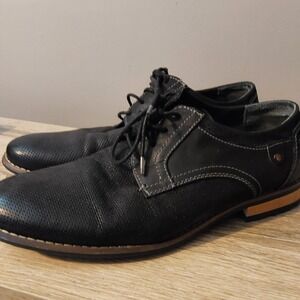 Steve Madden Mens Cherp Derby Dress Shoes 10.5‎ Black Leather Perforated Lace Up